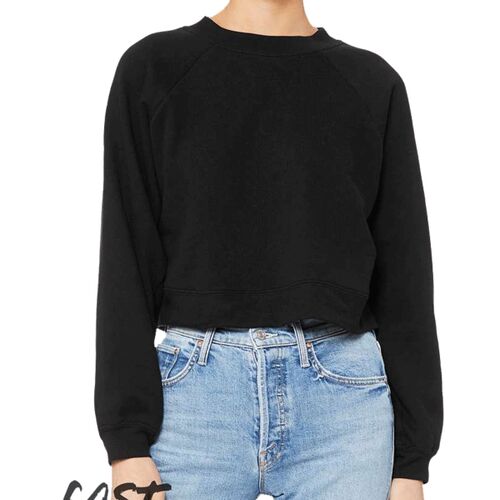 Women's Crop Raglan Fleece Crewneck Sweatshirt Thumbnail