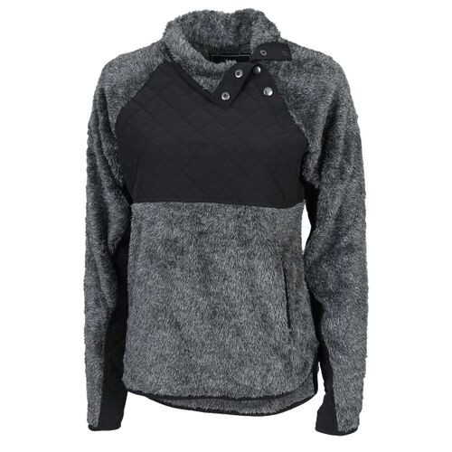 Women's Quilted Fuzzy Fleece Snap Placket Pullover Thumbnail